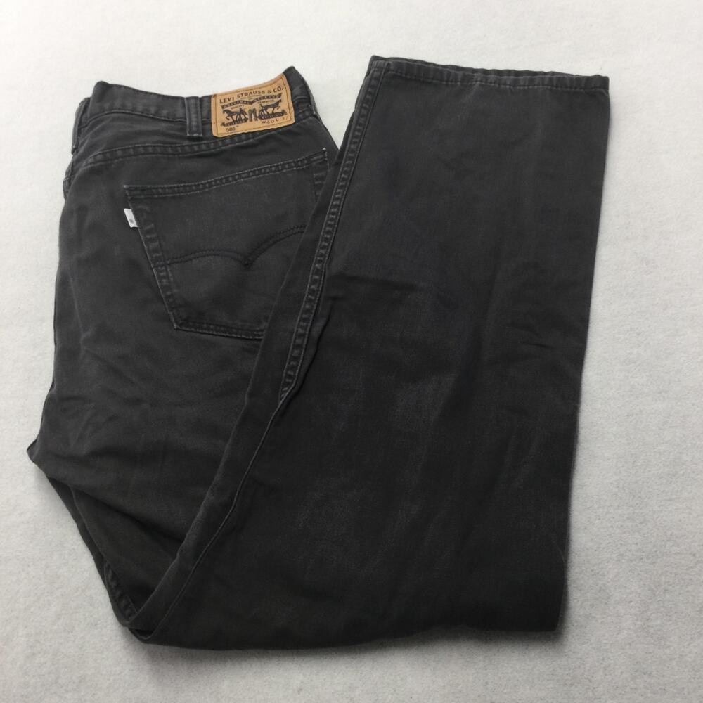 Levis 505 Jeans Mens 40x32 Gray Charcoal Wash Straight Leg Denim Zip Fly Casual